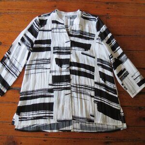 Habitat Shirt Jacket Abstract Black & White Button-Front Artsy Textured
